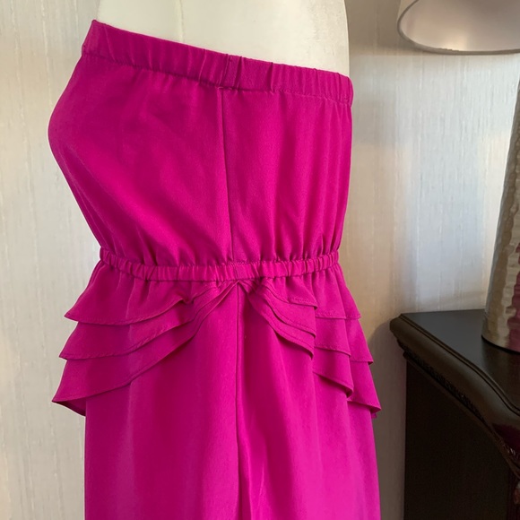 AVON MARK strapless ruffle purple magenta dress - Picture 7 of 11